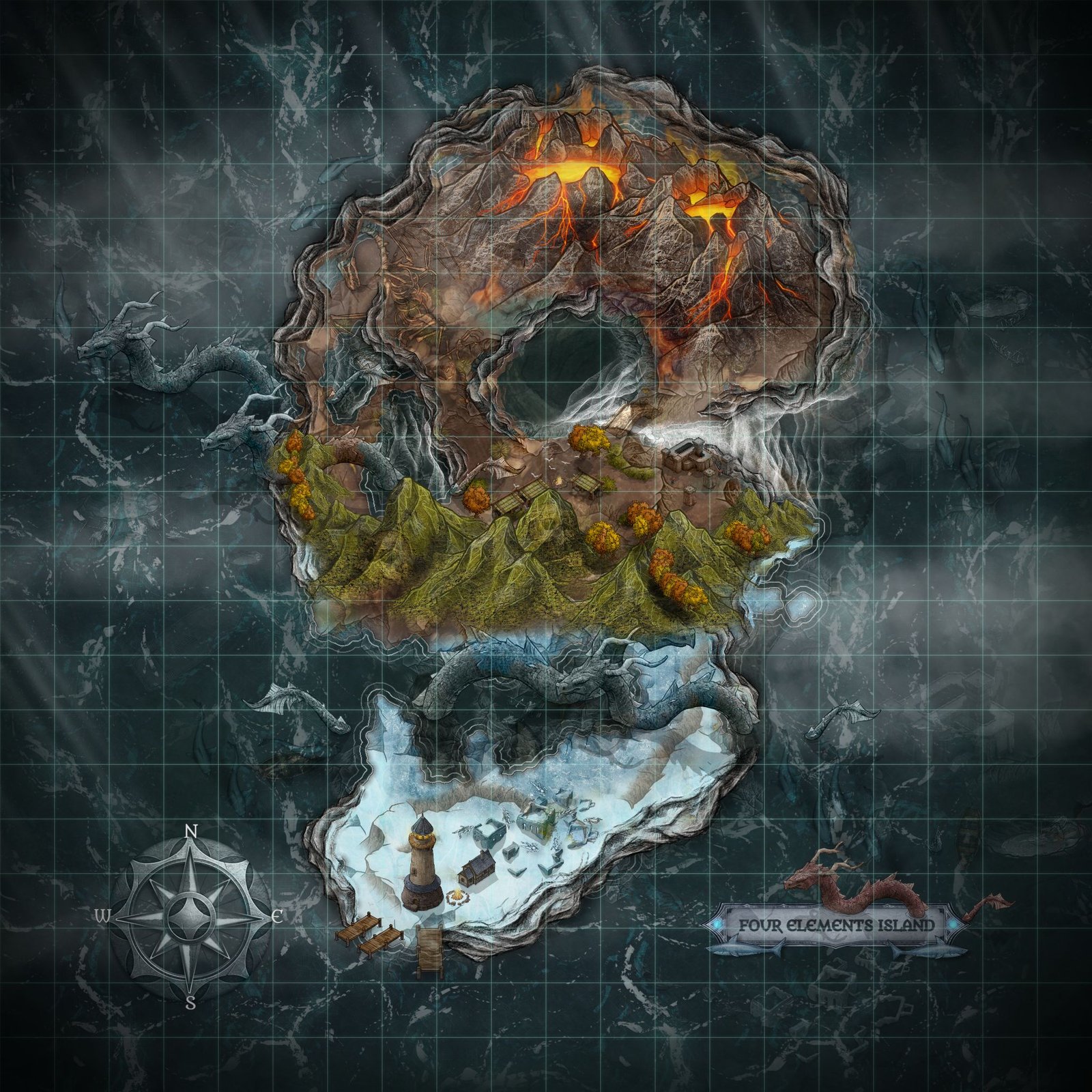 Four elements Island v 1.1 Inkarnate Create Fantasy Maps Online